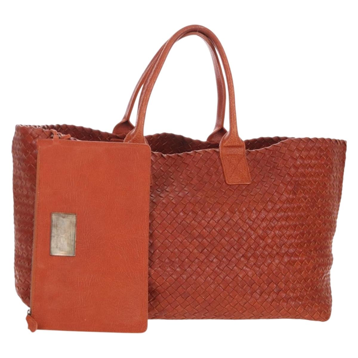 Bottega Veneta INTRECCIATO Cabas Hand Bag Leather Brown 113129 Auth yk21049SAM