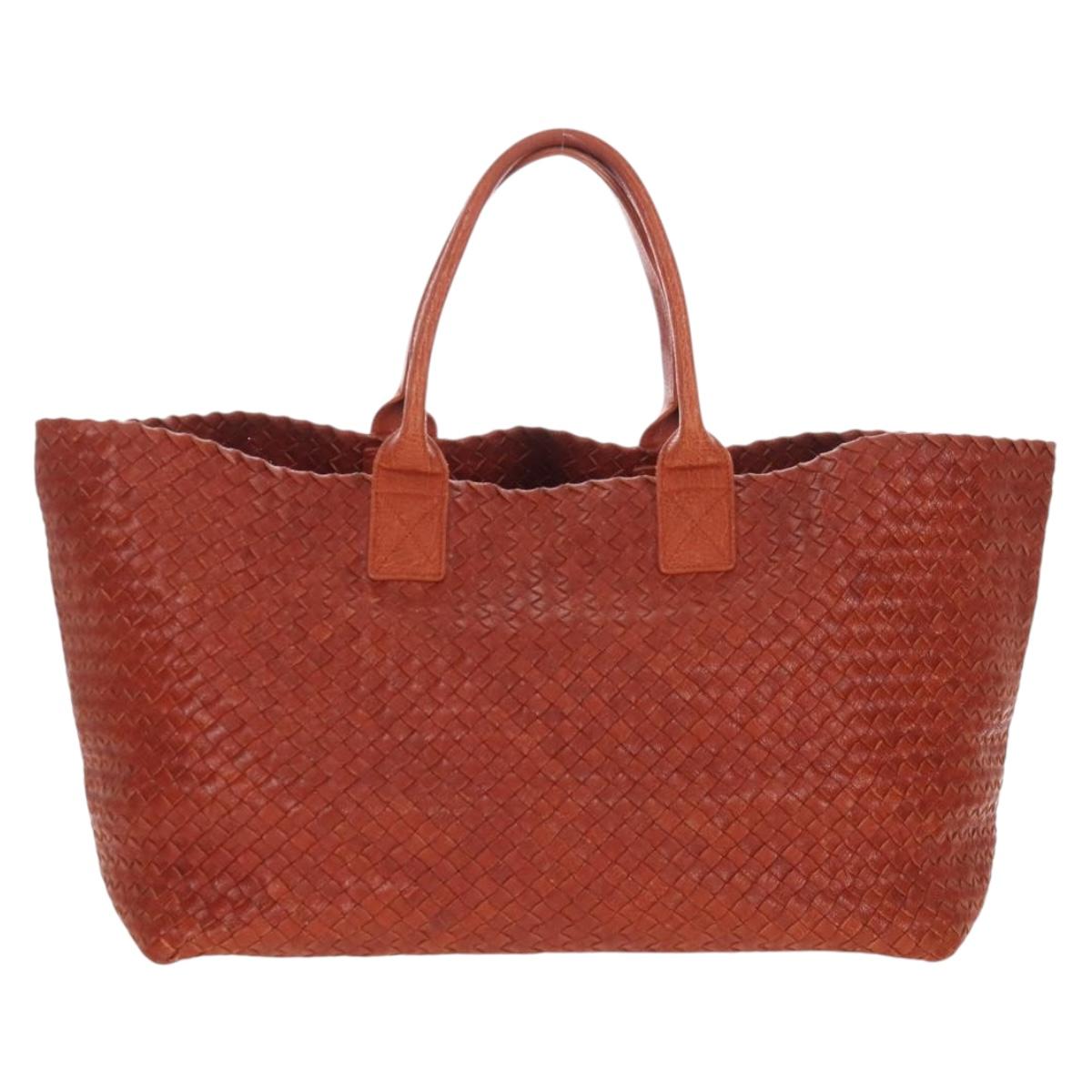 Bottega Veneta INTRECCIATO Cabas Hand Bag Leather Brown 113129 Auth yk21049SAM