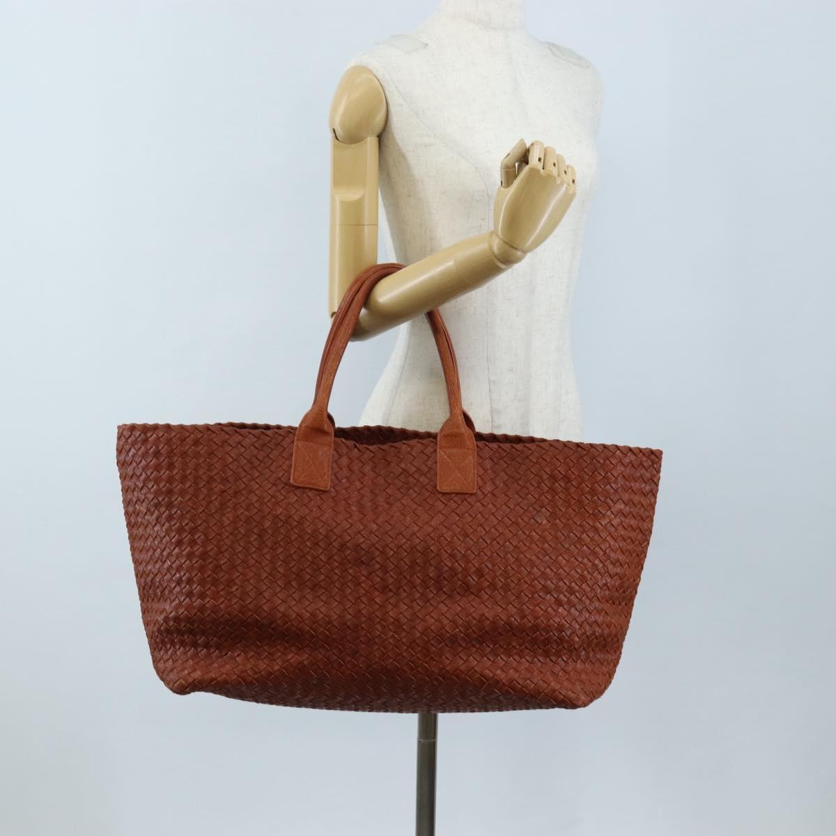 Bottega Veneta INTRECCIATO Cabas Hand Bag Leather Brown 113129 Auth yk21049SAM