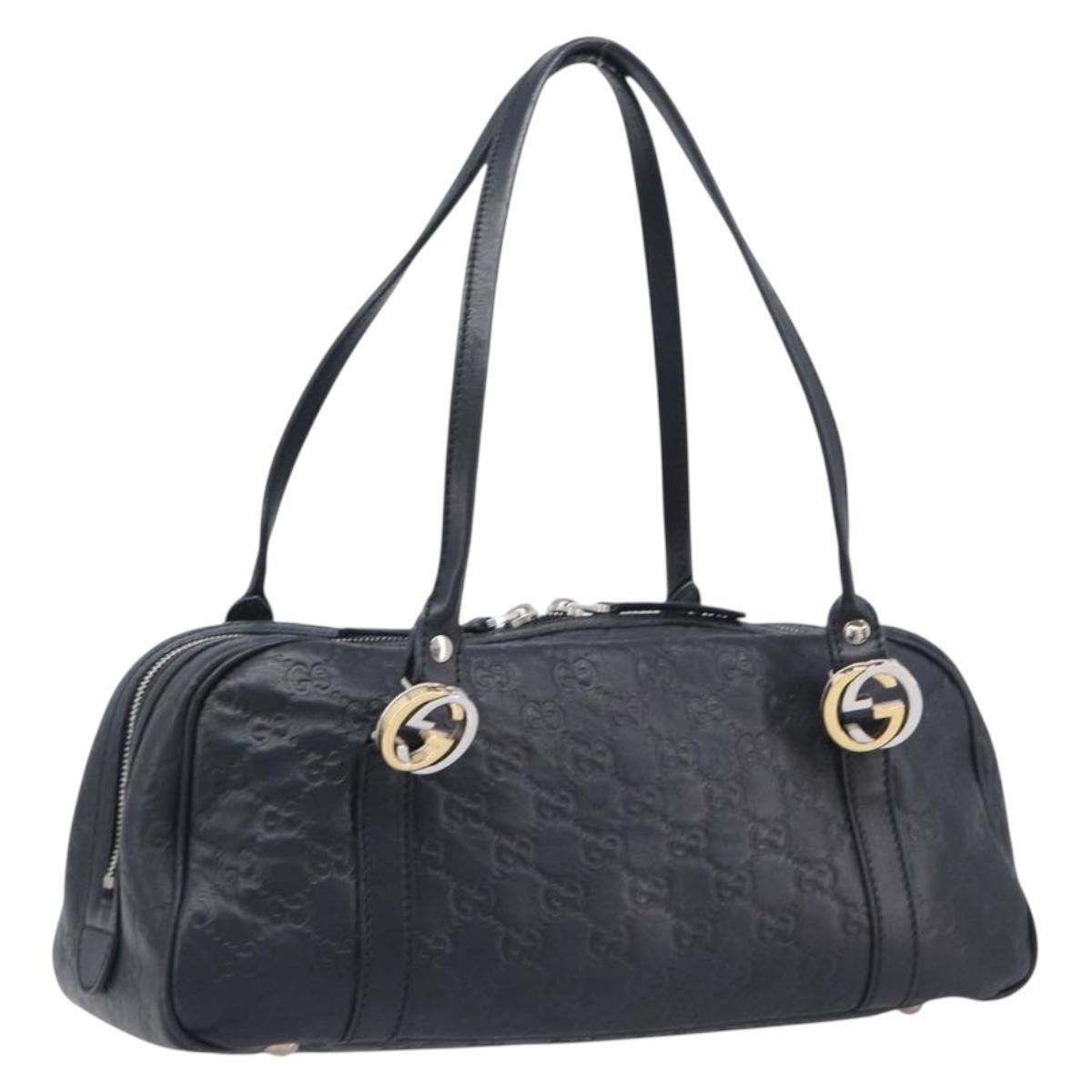 GUCCI GG Canvas Guccissima Hand Bag Black Silver 232958 Auth yk21051V