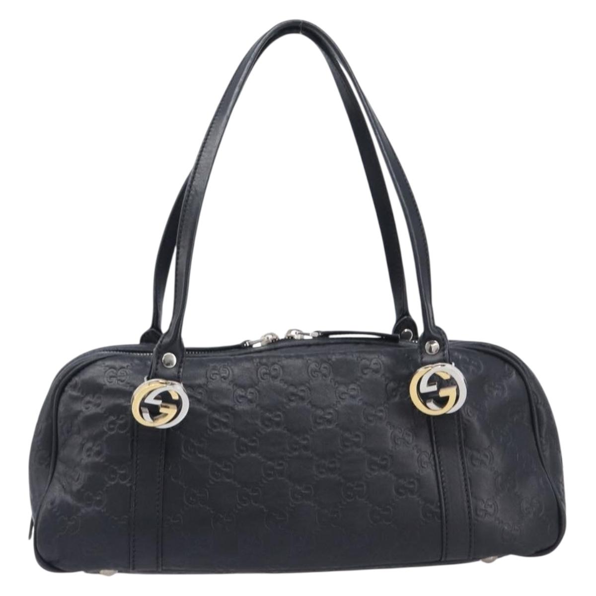 GUCCI GG Canvas Guccissima Hand Bag Black Silver 232958 Auth yk21051V