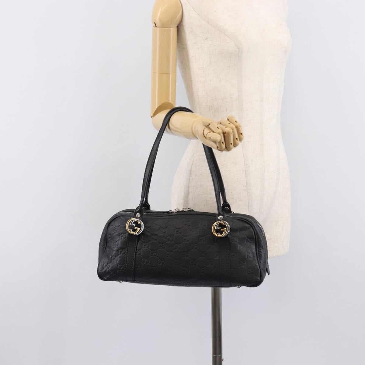 GUCCI GG Canvas Guccissima Hand Bag Black Silver 232958 Auth yk21051V
