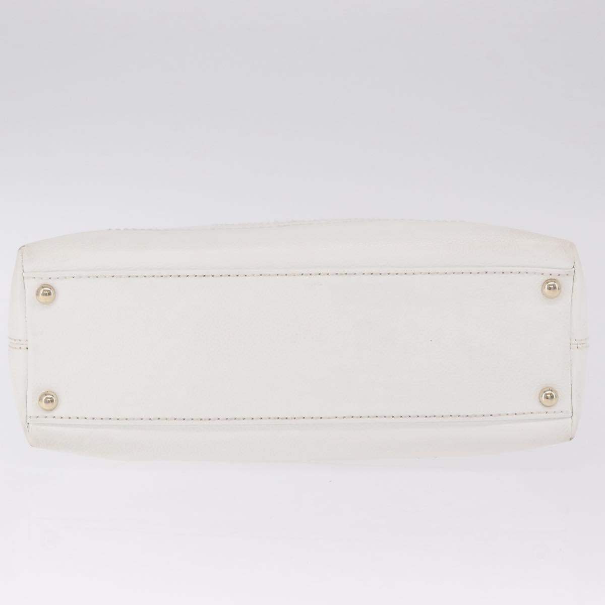 CHANEL COCO Mark Shoulder Bag Caviar Skin White Gold CC Auth yk21052V