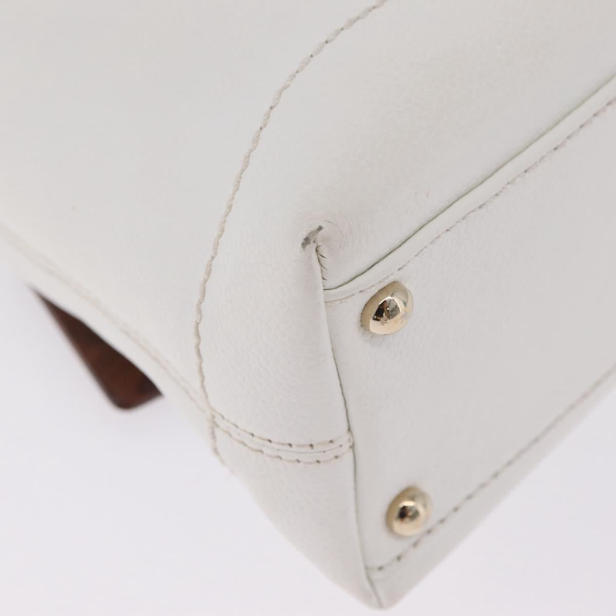CHANEL COCO Mark Shoulder Bag Caviar Skin White Gold CC Auth yk21052V