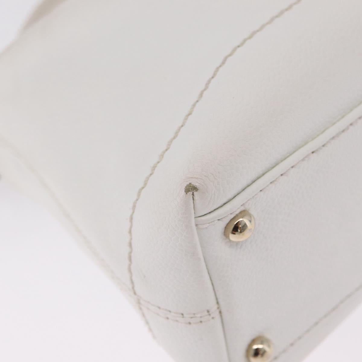 CHANEL COCO Mark Shoulder Bag Caviar Skin White Gold CC Auth yk21052V