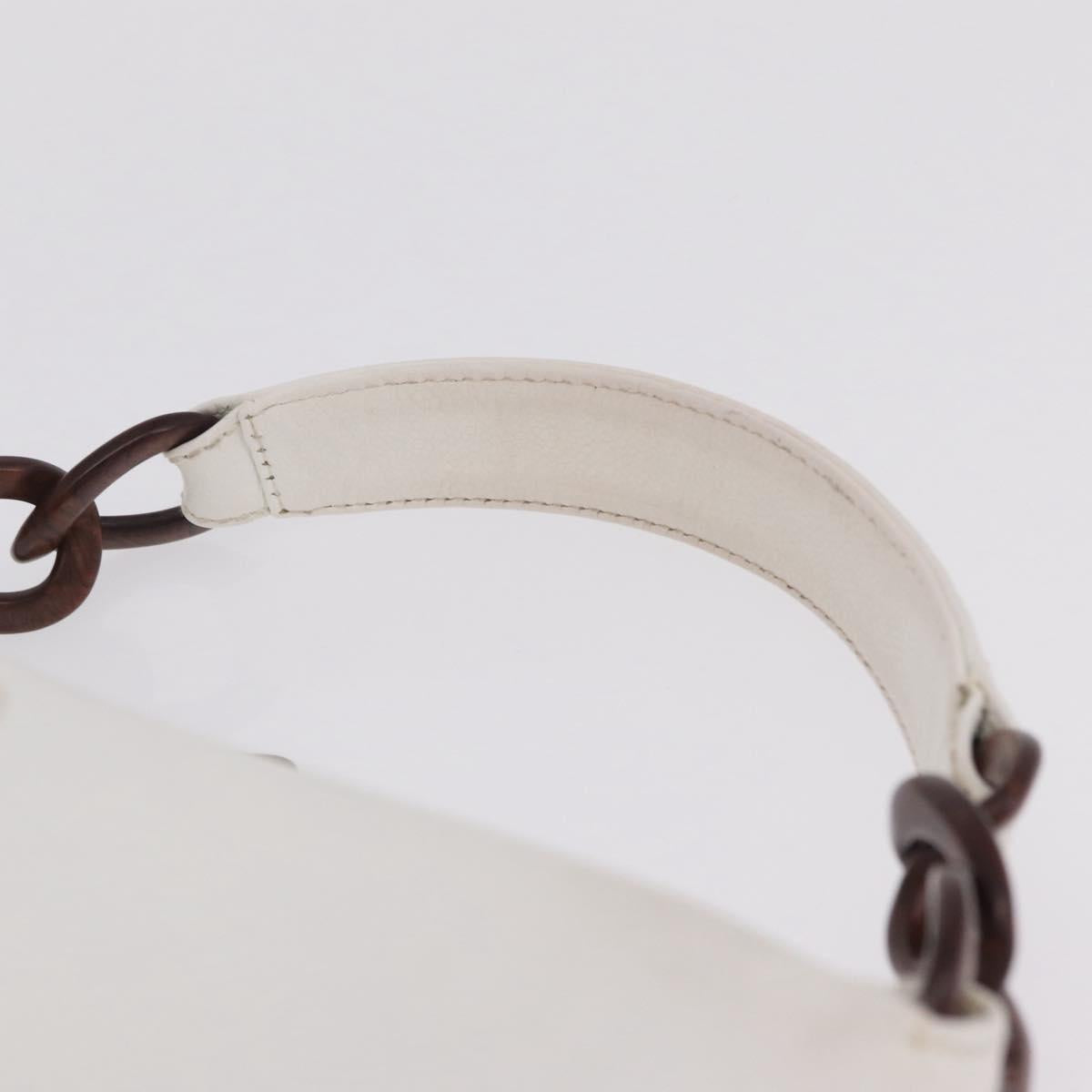 CHANEL COCO Mark Shoulder Bag Caviar Skin White Gold CC Auth yk21052V