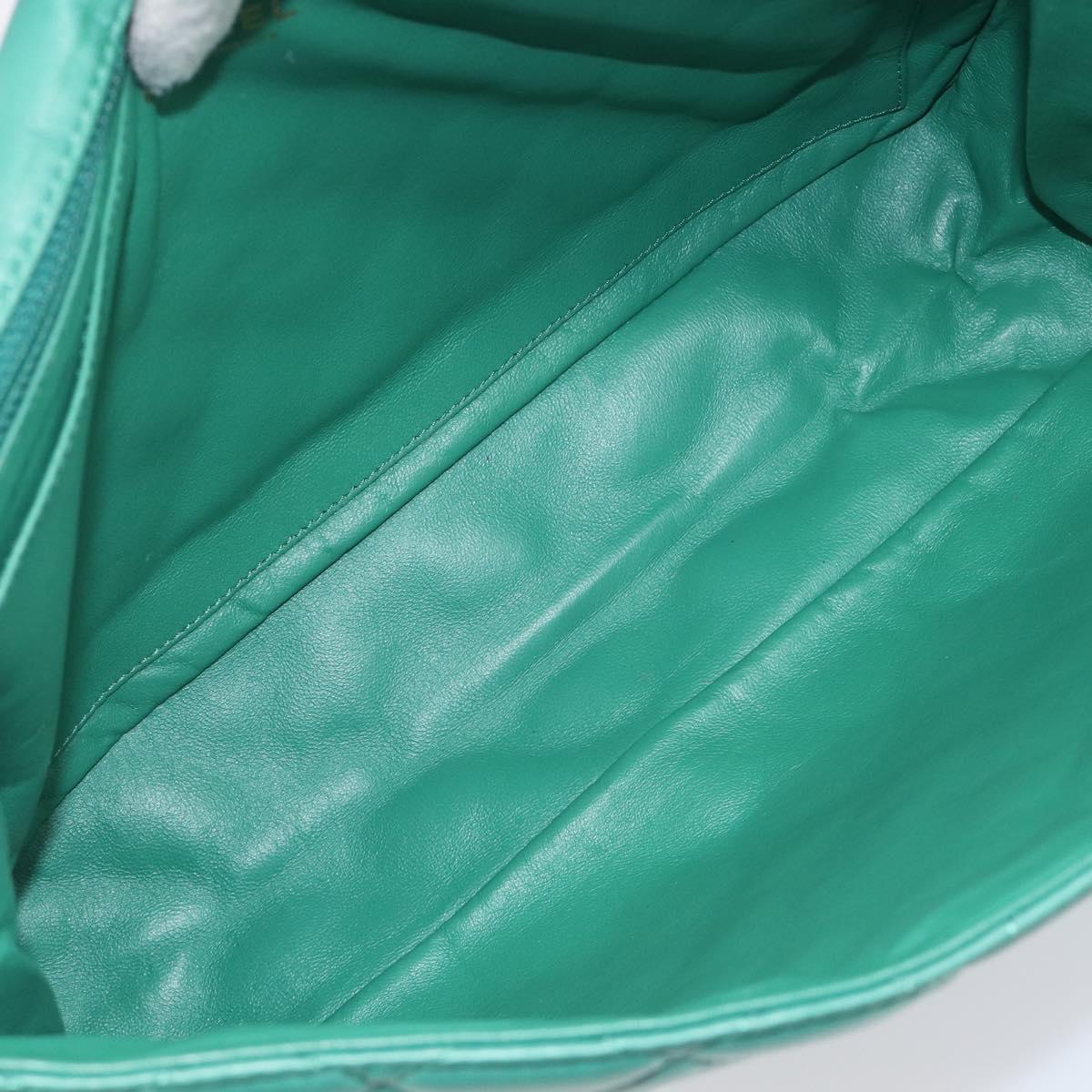 CHANEL Matelasse 34 Maxi Chain Bag Lamb Skin Green Silver CC Auth yk21053SAM