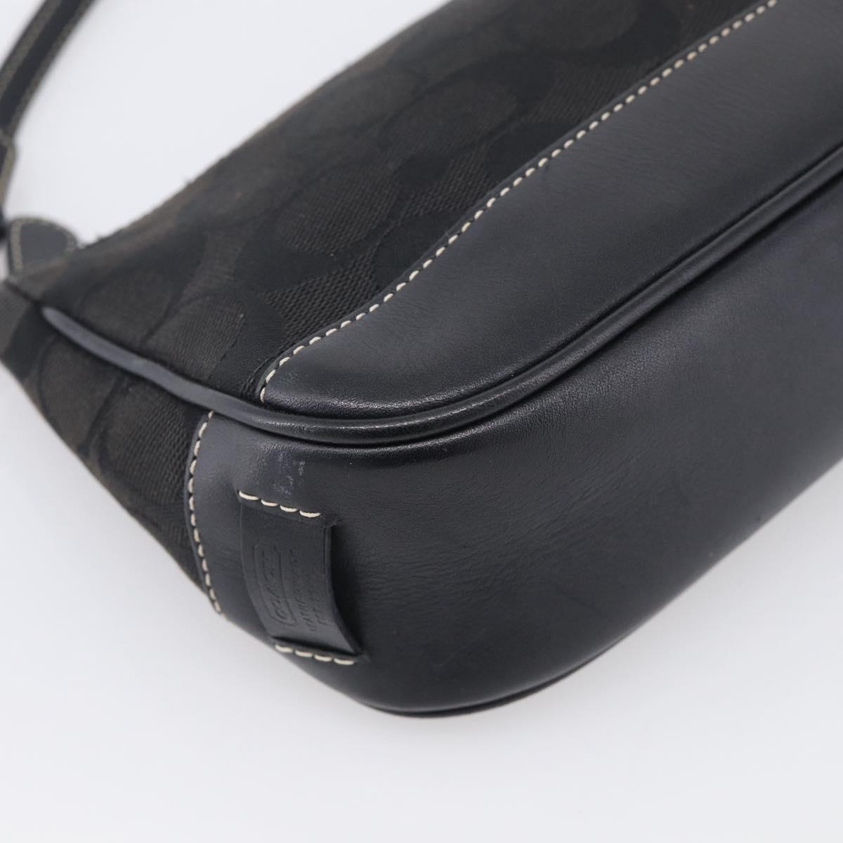 Coach Signature Accessory Pouch Canvas Black Silver Auth yk21082A