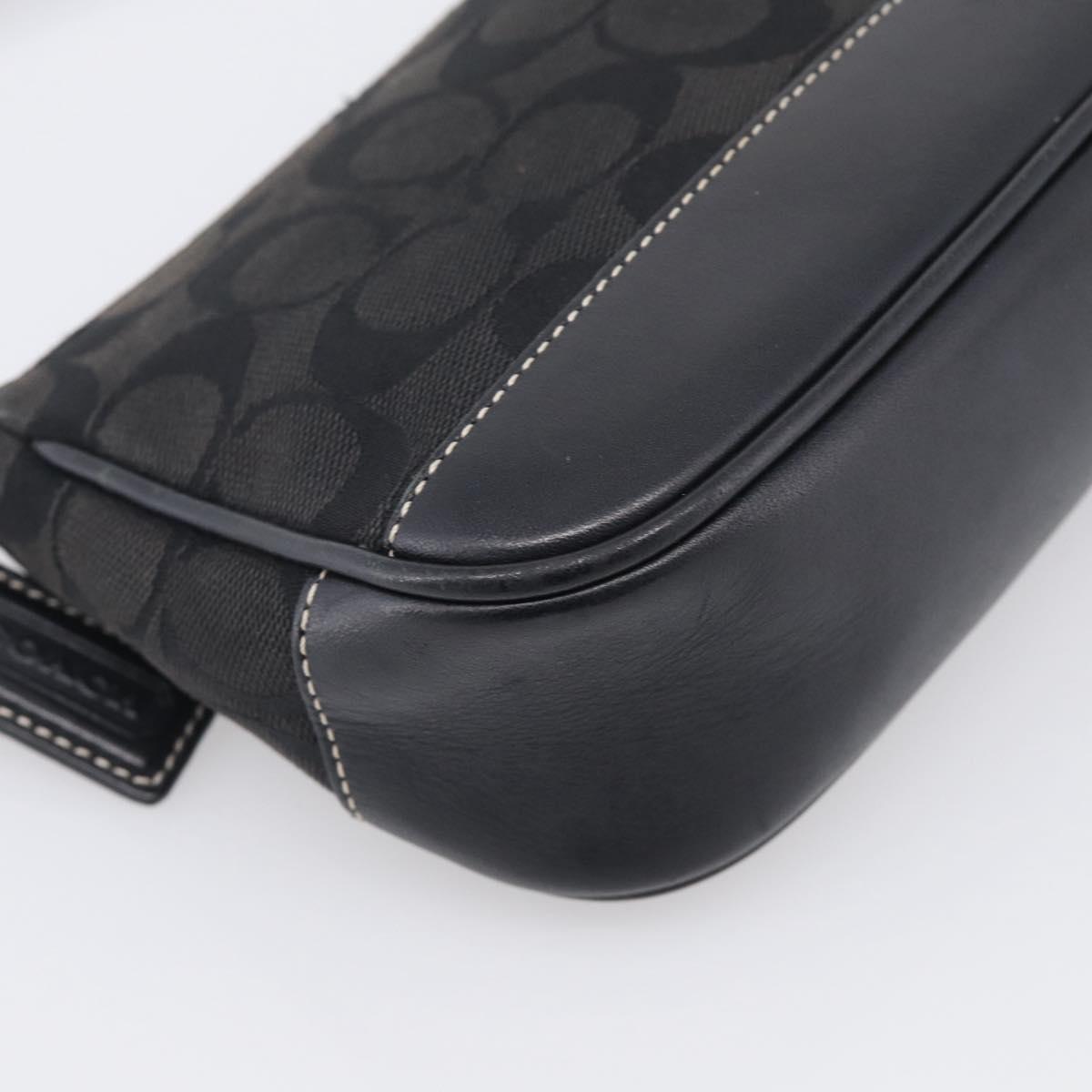 Coach Signature Accessory Pouch Canvas Black Silver Auth yk21082A