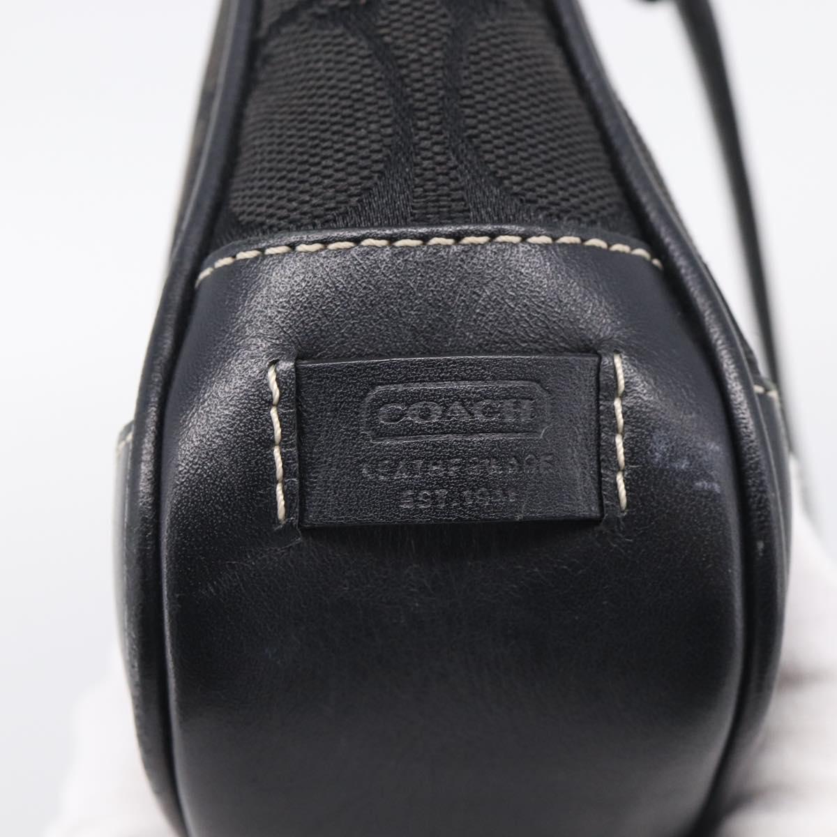 Coach Signature Accessory Pouch Canvas Black Silver Auth yk21082A