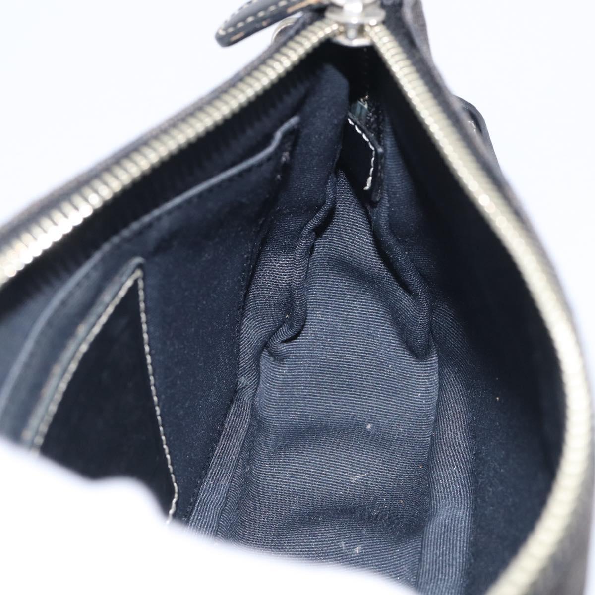 Coach Signature Accessory Pouch Canvas Black Silver Auth yk21082A