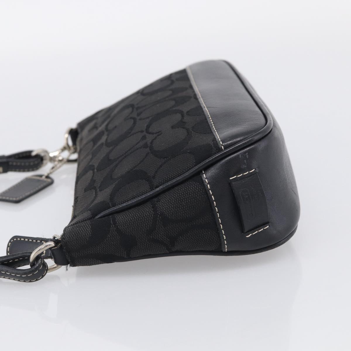 Coach Signature Accessory Pouch Canvas Black Silver Auth yk21082A