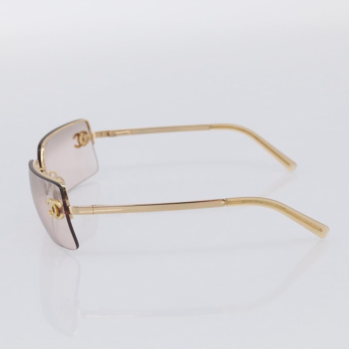 CHANEL Sunglasses Metal Gold Tone CC Auth yk21089M