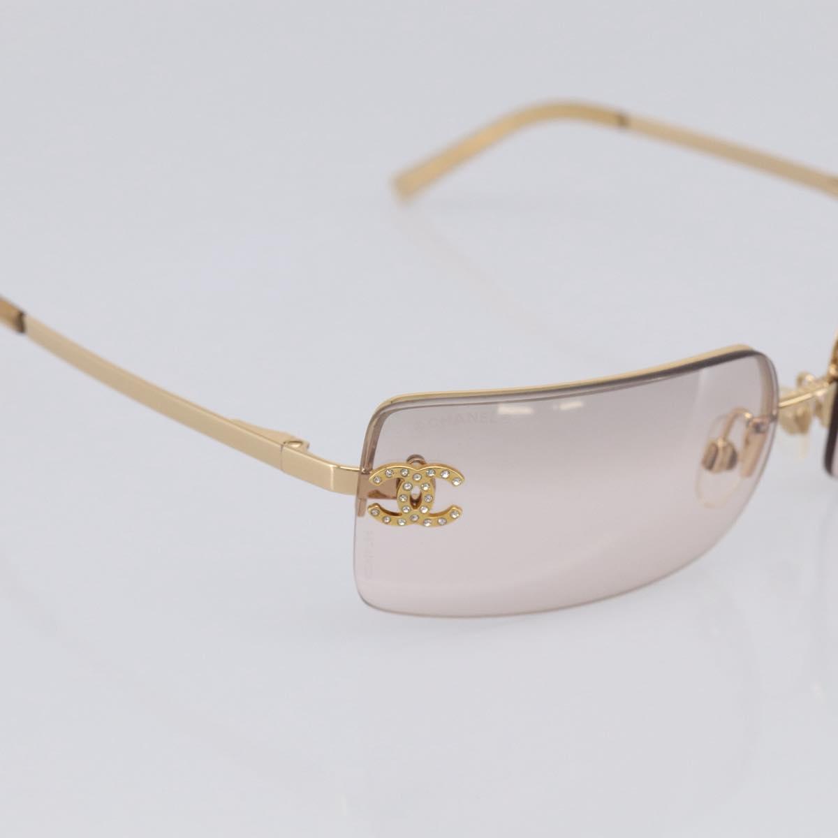CHANEL Sunglasses Metal Gold Tone CC Auth yk21089M