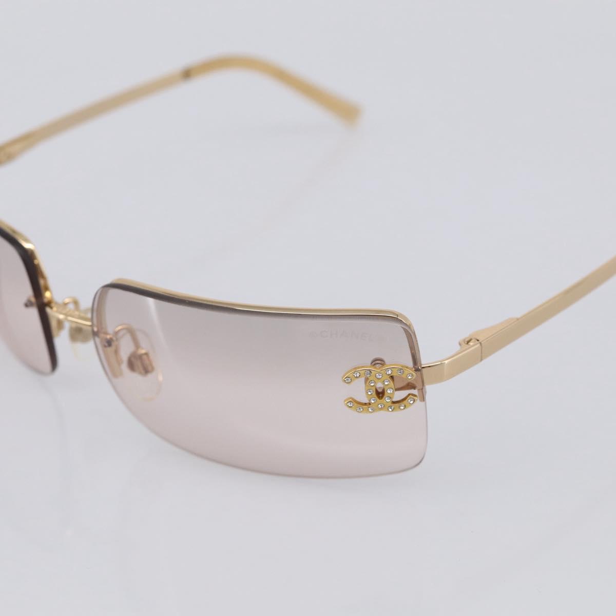 CHANEL Sunglasses Metal Gold Tone CC Auth yk21089M