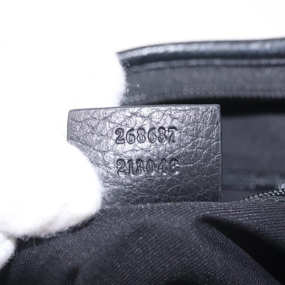 GUCCI GG Canvas Abbey Hand Bag Black Silver 268637 Auth yk21109V