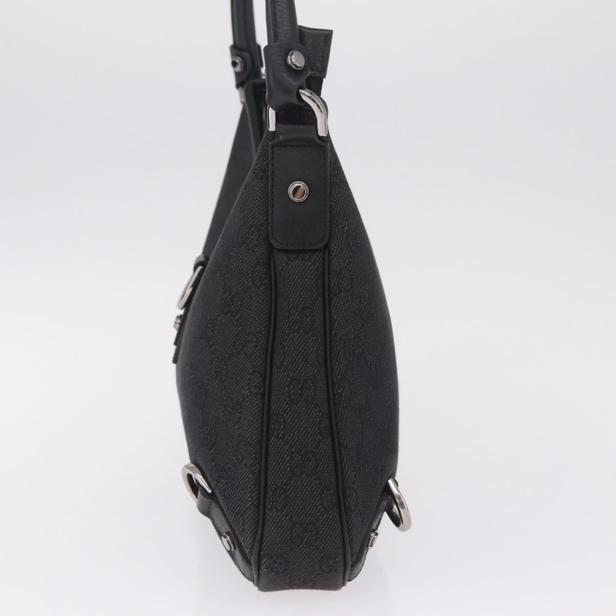 GUCCI GG Canvas Abbey Hand Bag Black Silver 268637 Auth yk21109V