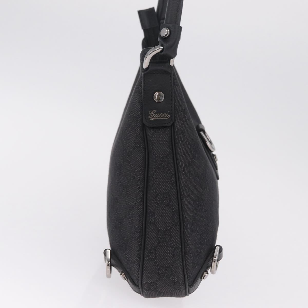 GUCCI GG Canvas Abbey Hand Bag Black Silver 268637 Auth yk21109V