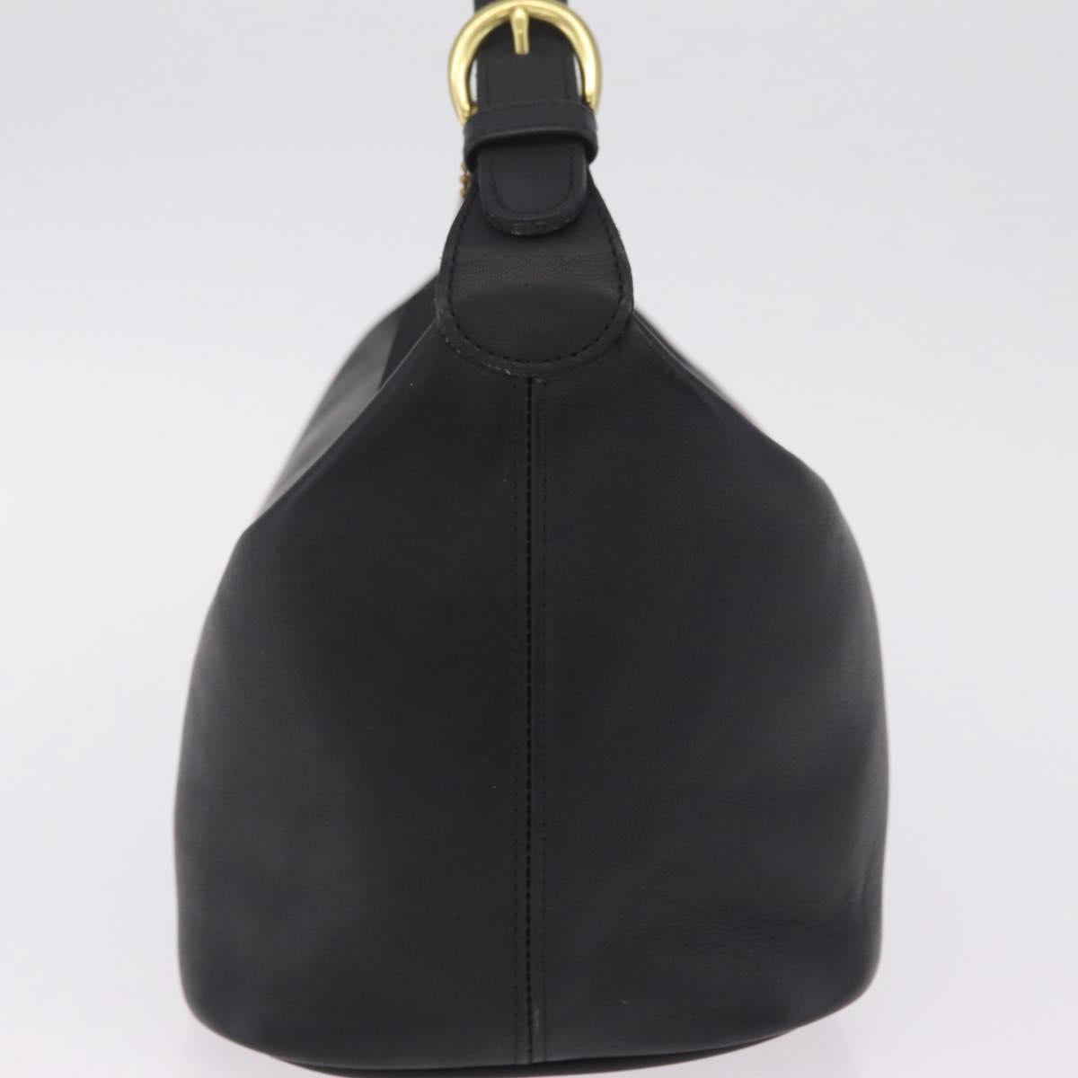 Coach Hand Bag Leather Black Gold Auth yk21124A