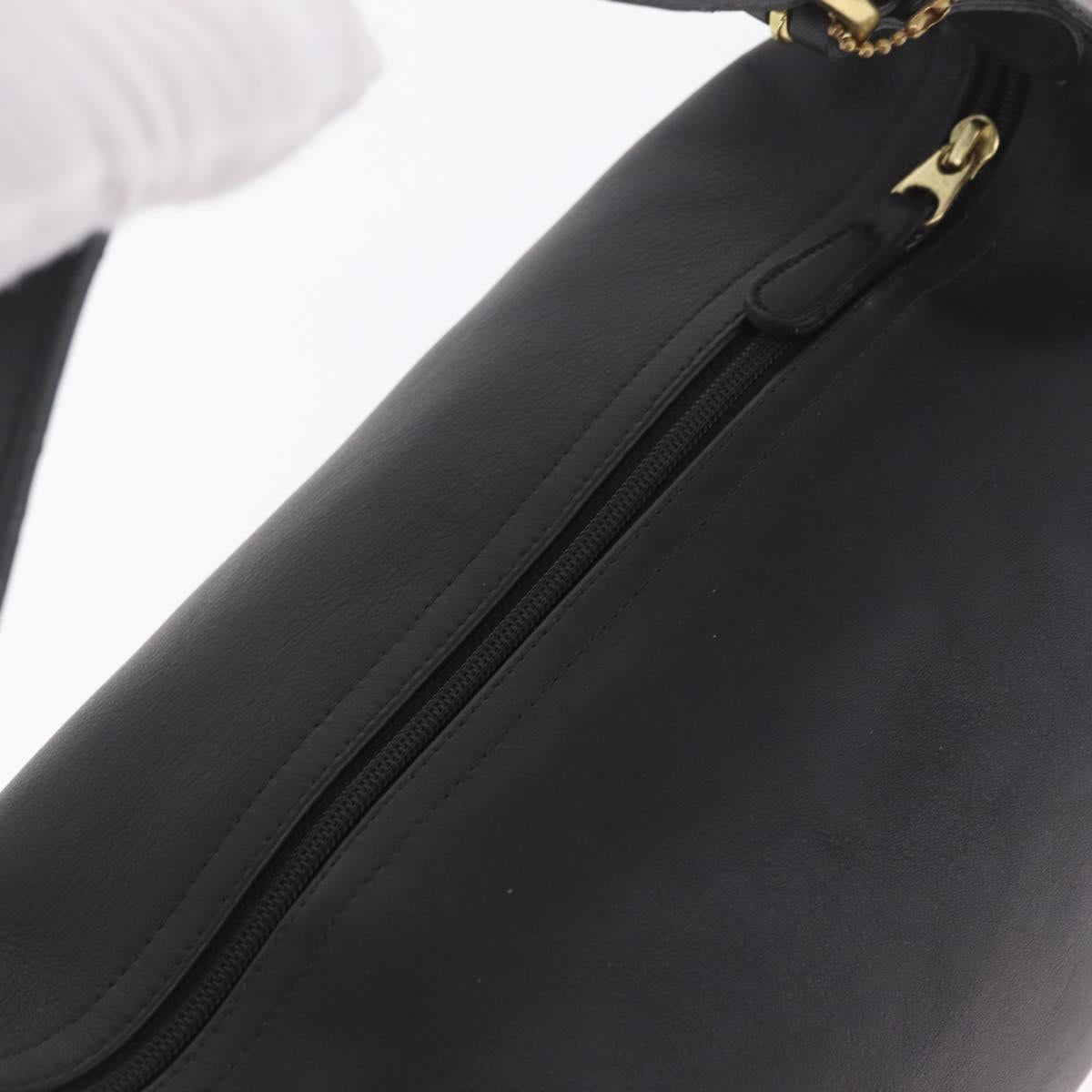 Coach Hand Bag Leather Black Gold Auth yk21124A