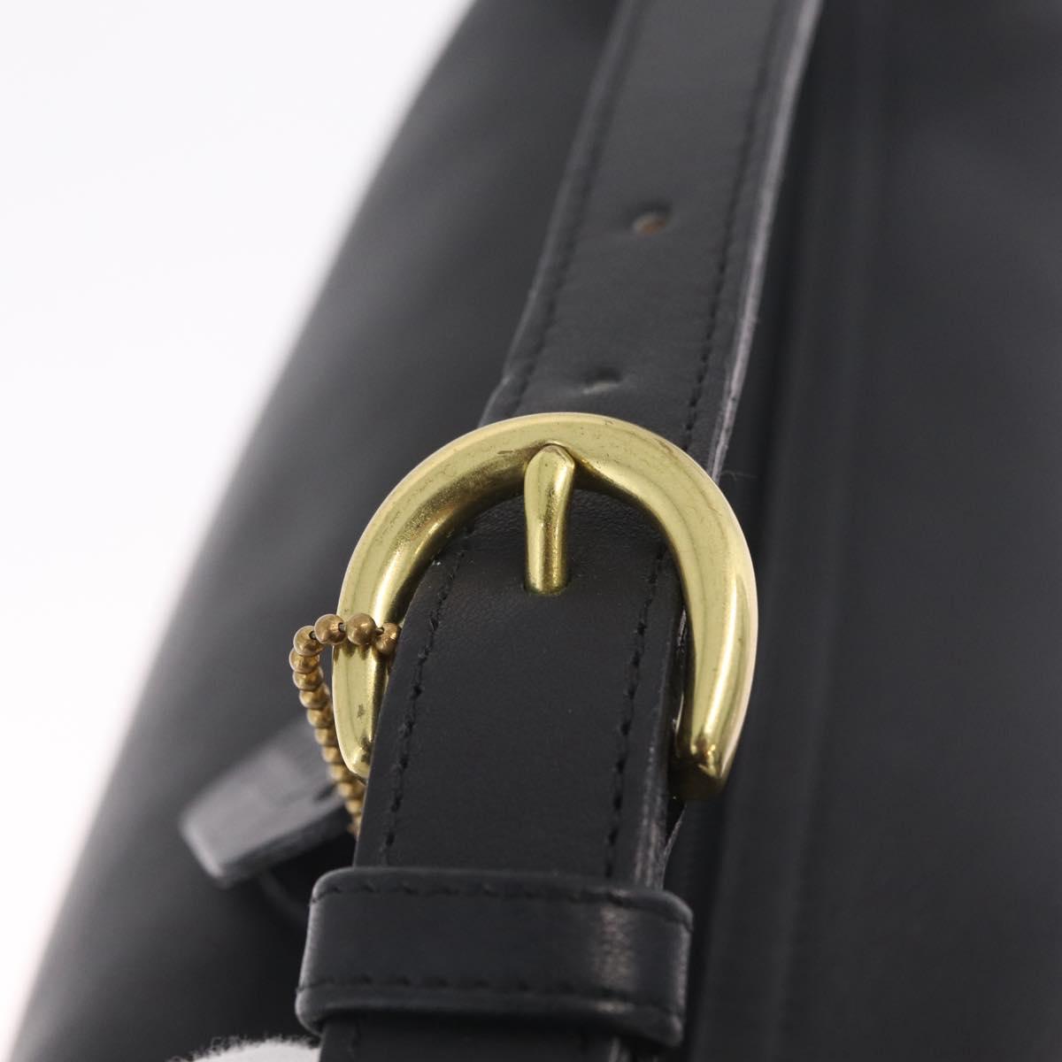 Coach Hand Bag Leather Black Gold Auth yk21124A