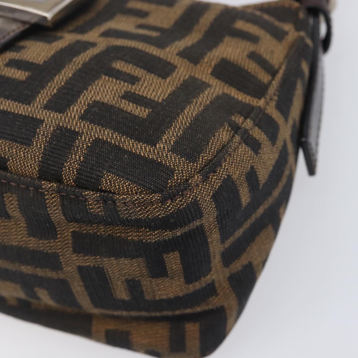 FENDI Zucca Canvas Mamma Baguette Shoulder Bag Brown Black Auth yk21141SAM