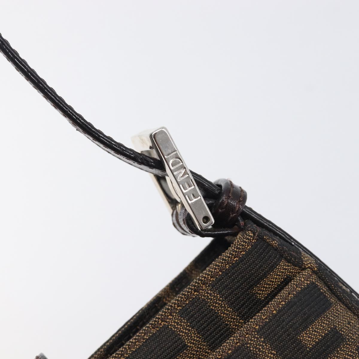 FENDI Zucca Canvas Mamma Baguette Shoulder Bag Brown Black Auth yk21141SAM
