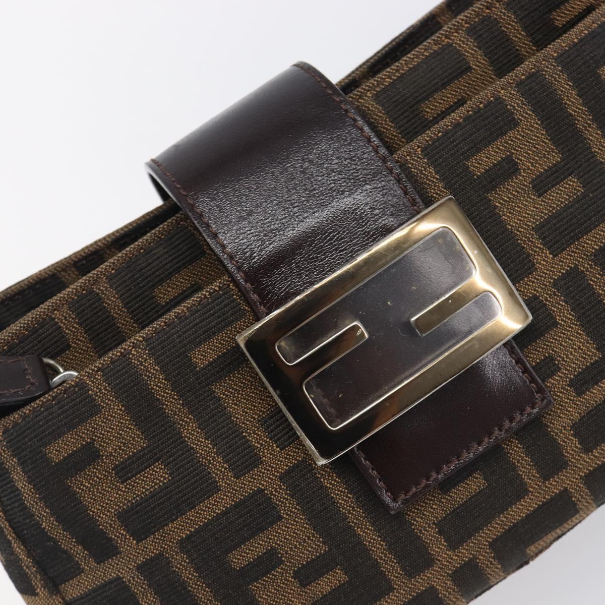 FENDI Zucca Canvas Mamma Baguette Shoulder Bag Brown Black Auth yk21141SAM