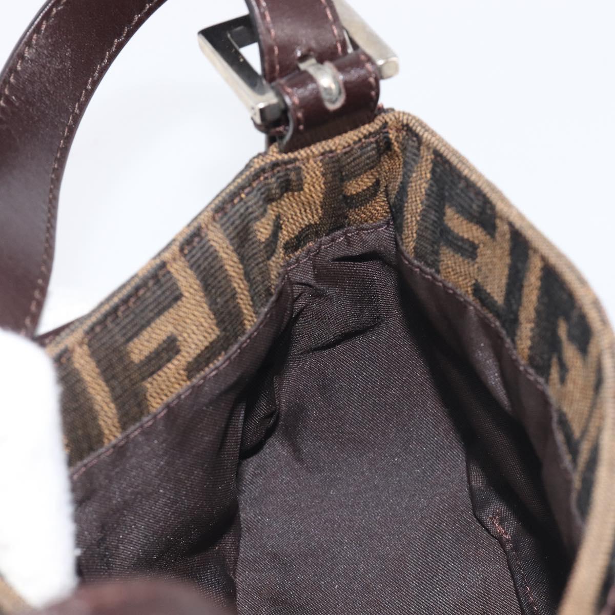 FENDI Zucca Canvas Mamma Baguette Shoulder Bag Brown Black Auth yk21141SAM