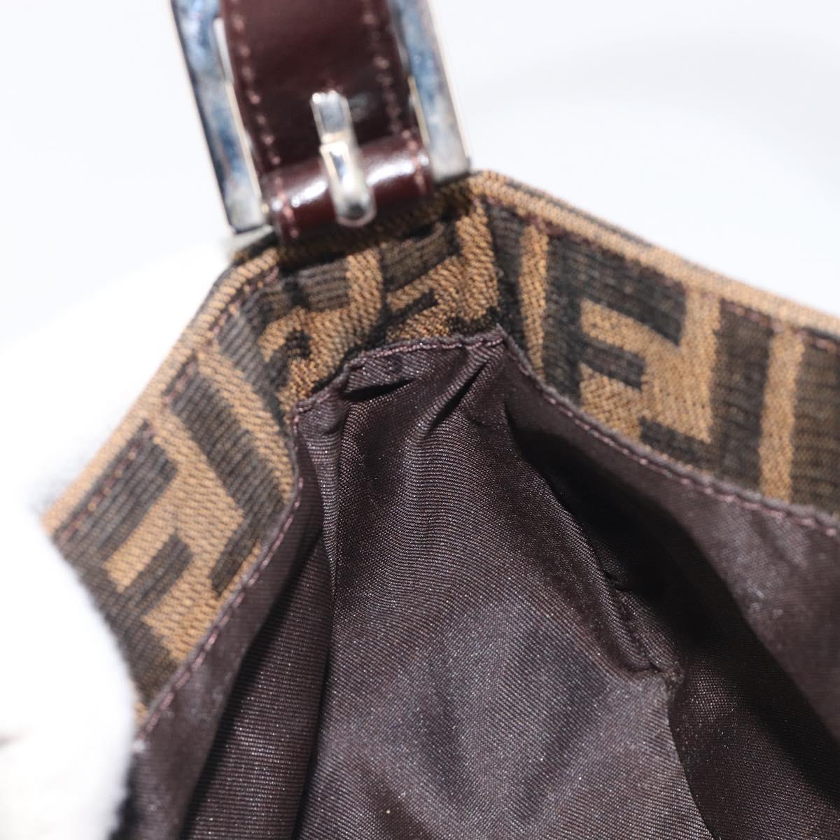 FENDI Zucca Canvas Mamma Baguette Shoulder Bag Brown Black Auth yk21141SAM