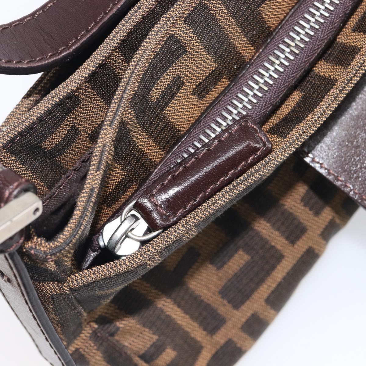FENDI Zucca Canvas Mamma Baguette Shoulder Bag Brown Black Auth yk21141SAM