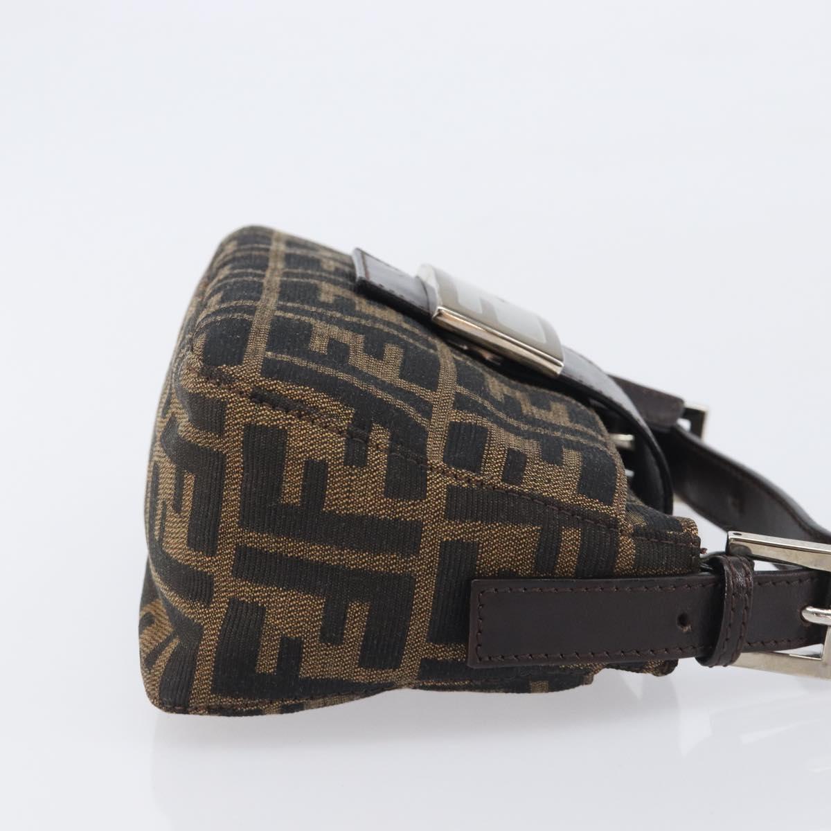 FENDI Zucca Canvas Mamma Baguette Shoulder Bag Brown Black Auth yk21141SAM
