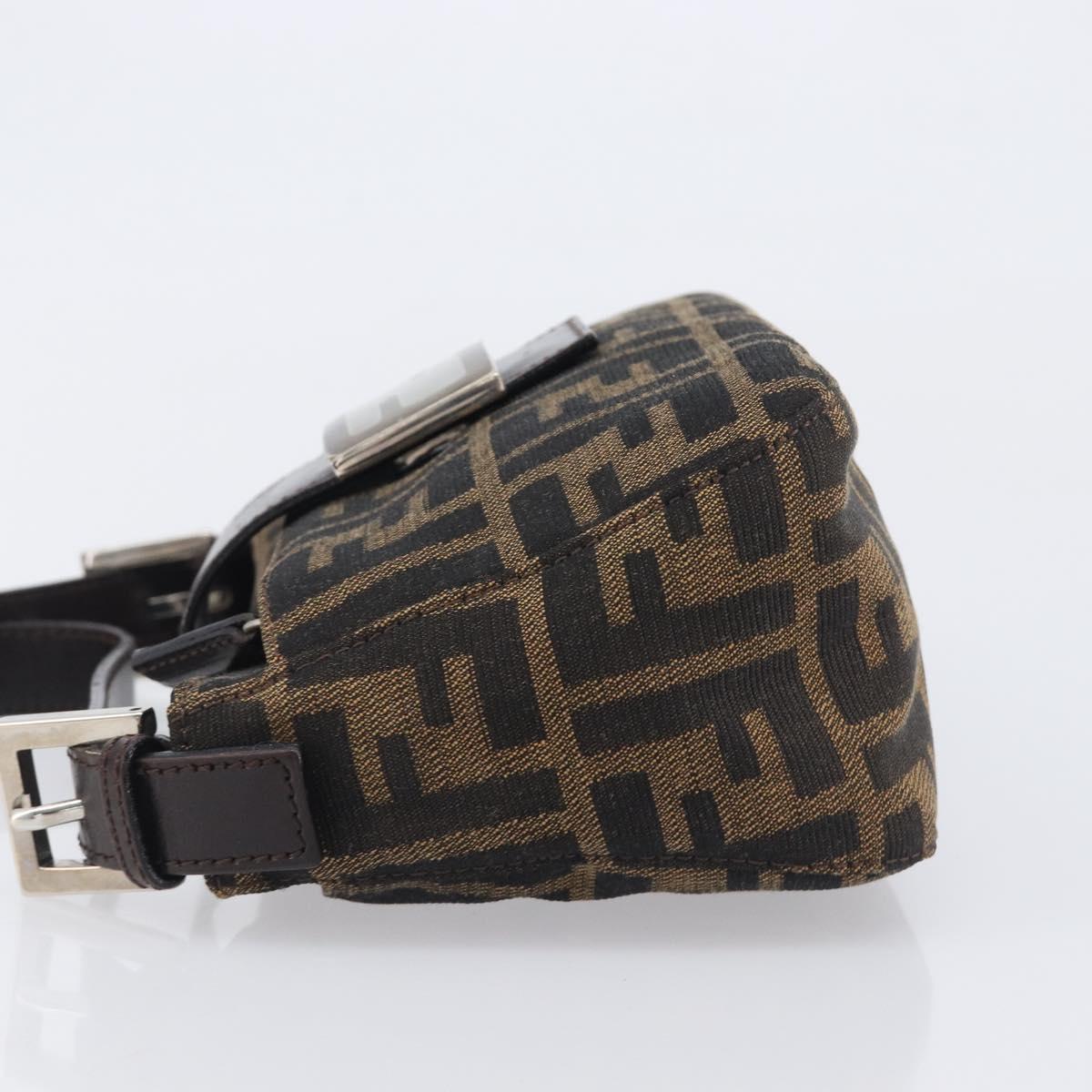 FENDI Zucca Canvas Mamma Baguette Shoulder Bag Brown Black Auth yk21141SAM