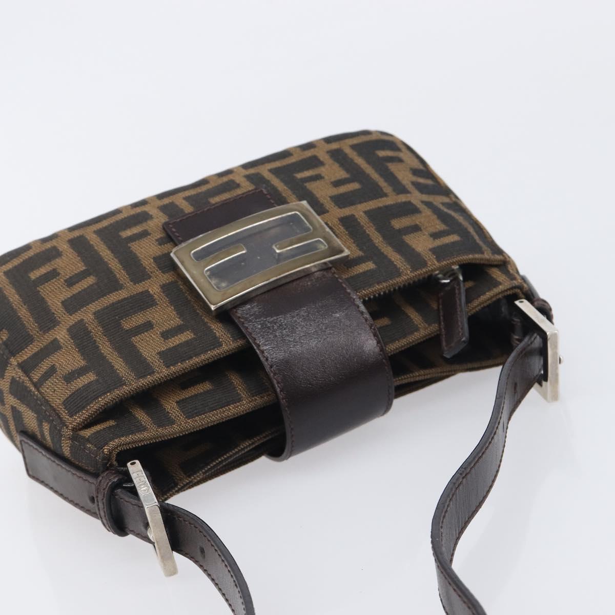 FENDI Zucca Canvas Mamma Baguette Shoulder Bag Brown Black Auth yk21141SAM