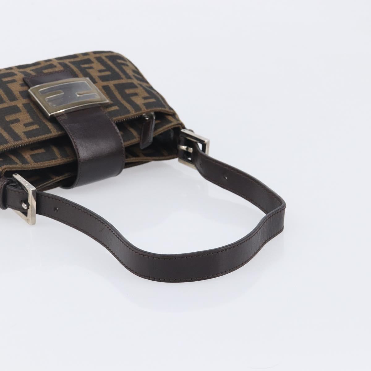 FENDI Zucca Canvas Mamma Baguette Shoulder Bag Brown Black Auth yk21141SAM