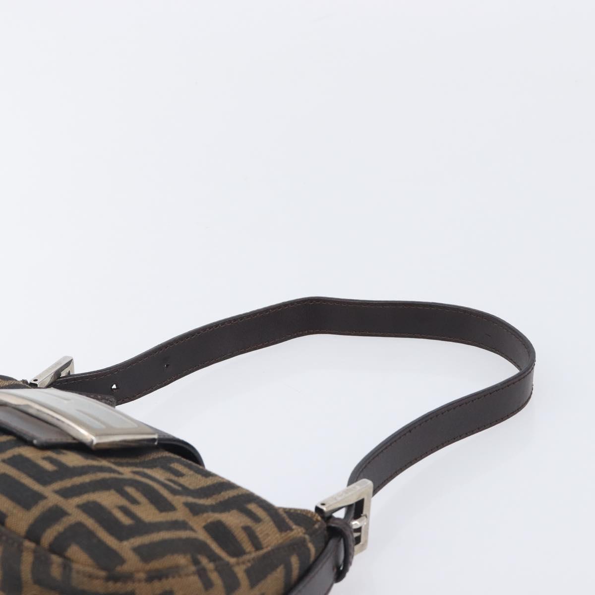 FENDI Zucca Canvas Mamma Baguette Shoulder Bag Brown Black Auth yk21141SAM