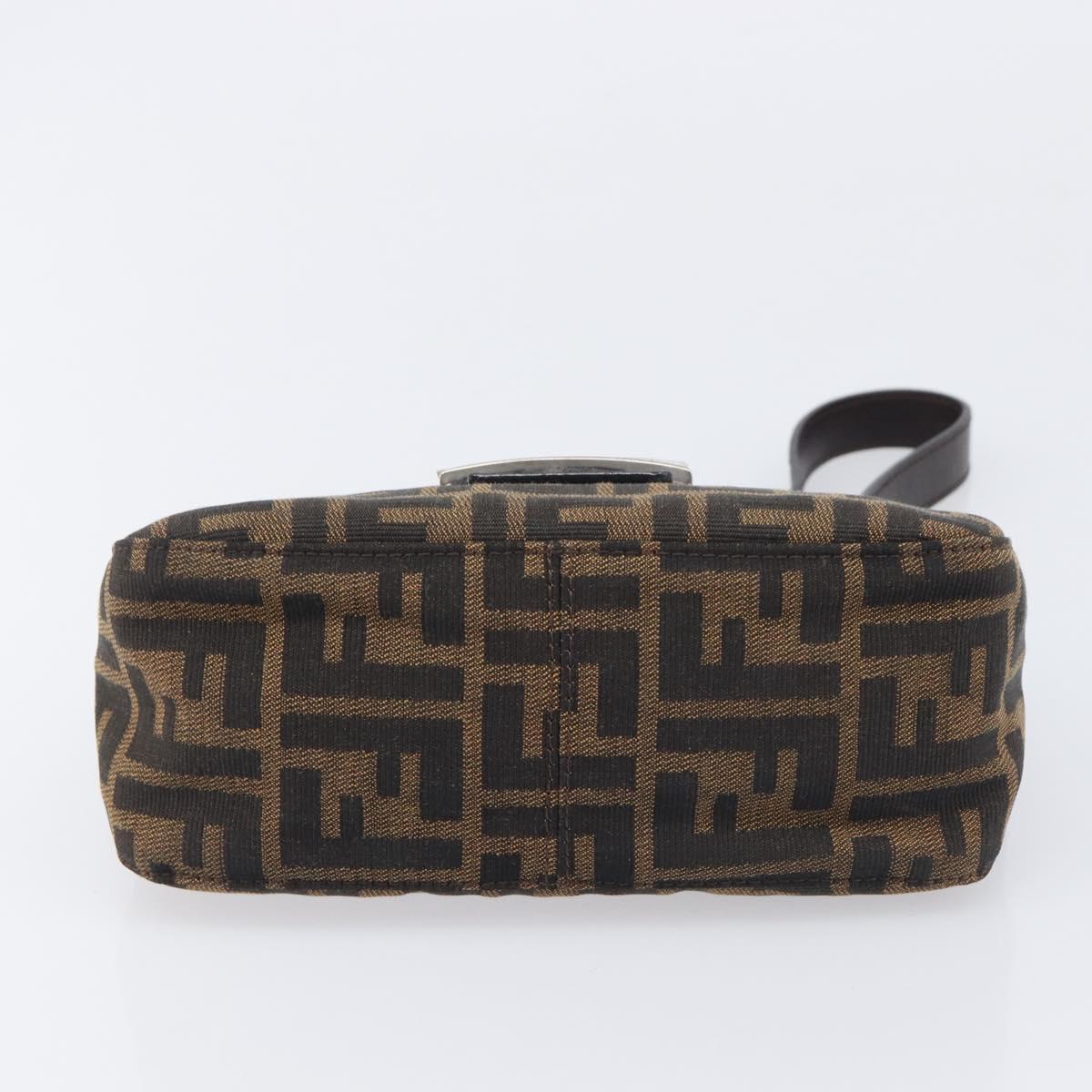 FENDI Zucca Canvas Mamma Baguette Shoulder Bag Brown Black Auth yk21141SAM