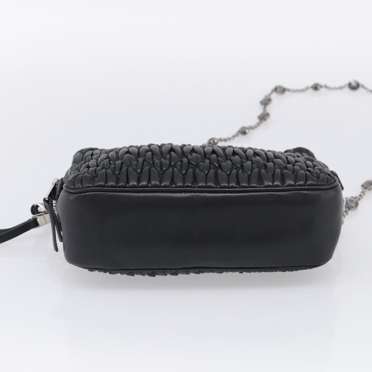 Miu Miu Matelasse Bijoux Shoulder Bag Leather 2way Black Silver Auth yk21143SAM
