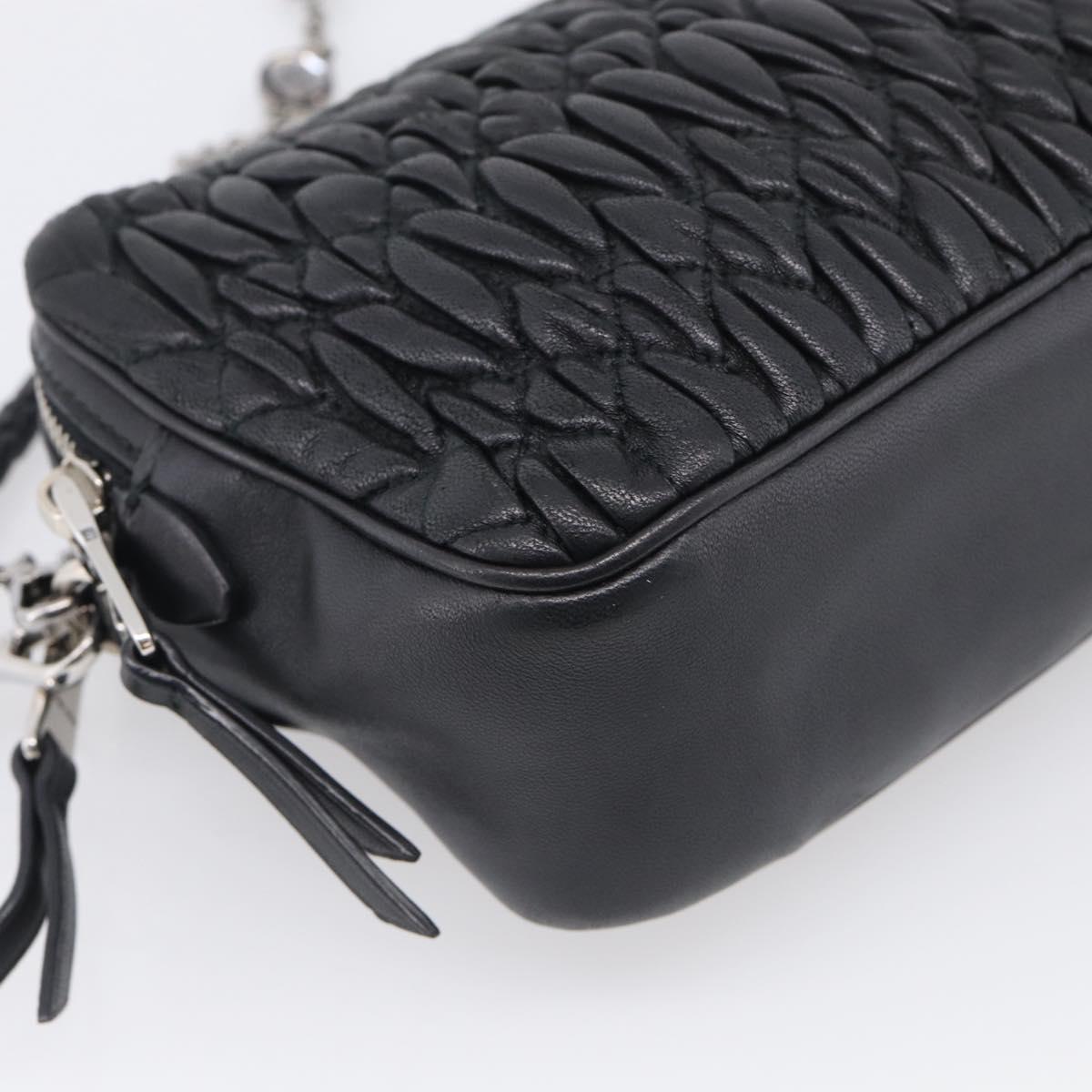 Miu Miu Matelasse Bijoux Shoulder Bag Leather 2way Black Silver Auth yk21143SAM
