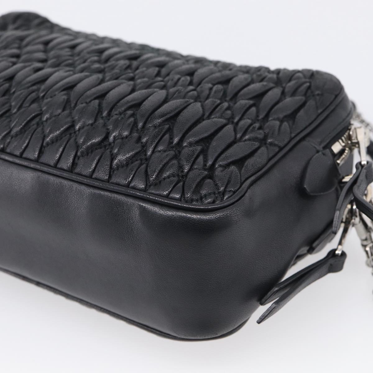 Miu Miu Matelasse Bijoux Shoulder Bag Leather 2way Black Silver Auth yk21143SAM
