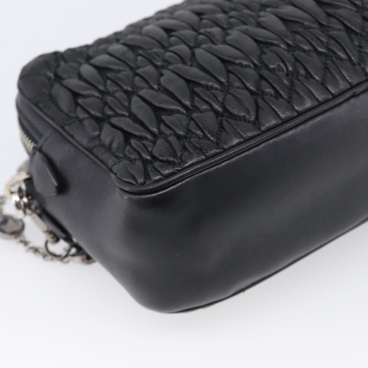 Miu Miu Matelasse Bijoux Shoulder Bag Leather 2way Black Silver Auth yk21143SAM