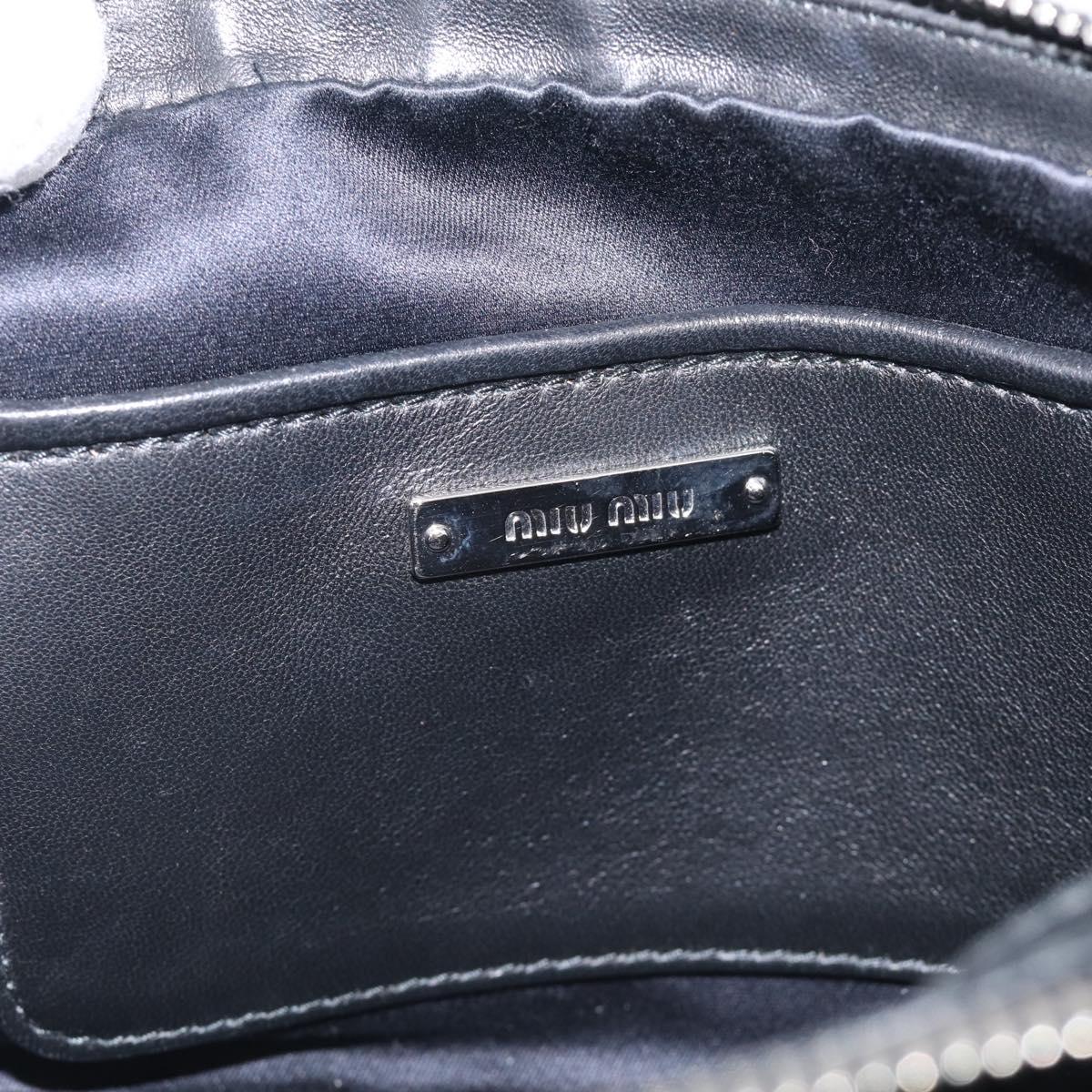 Miu Miu Matelasse Bijoux Shoulder Bag Leather 2way Black Silver Auth yk21143SAM