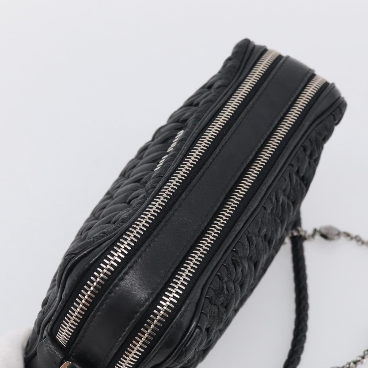 Miu Miu Matelasse Bijoux Shoulder Bag Leather 2way Black Silver Auth yk21143SAM