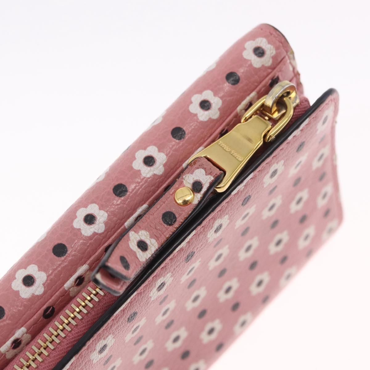 Miu Miu Wallet Leather Pink Gold Auth yk21144M
