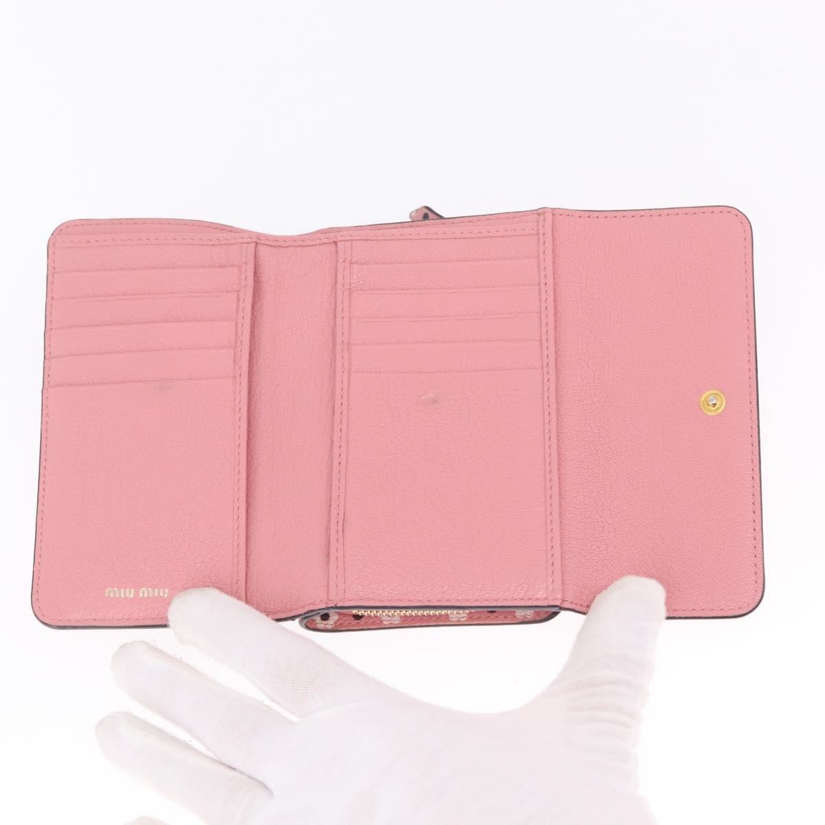 Miu Miu Wallet Leather Pink Gold Auth yk21144M