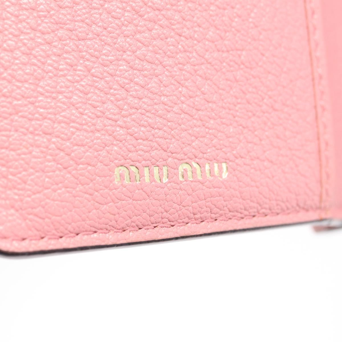 Miu Miu Wallet Leather Pink Gold Auth yk21144M