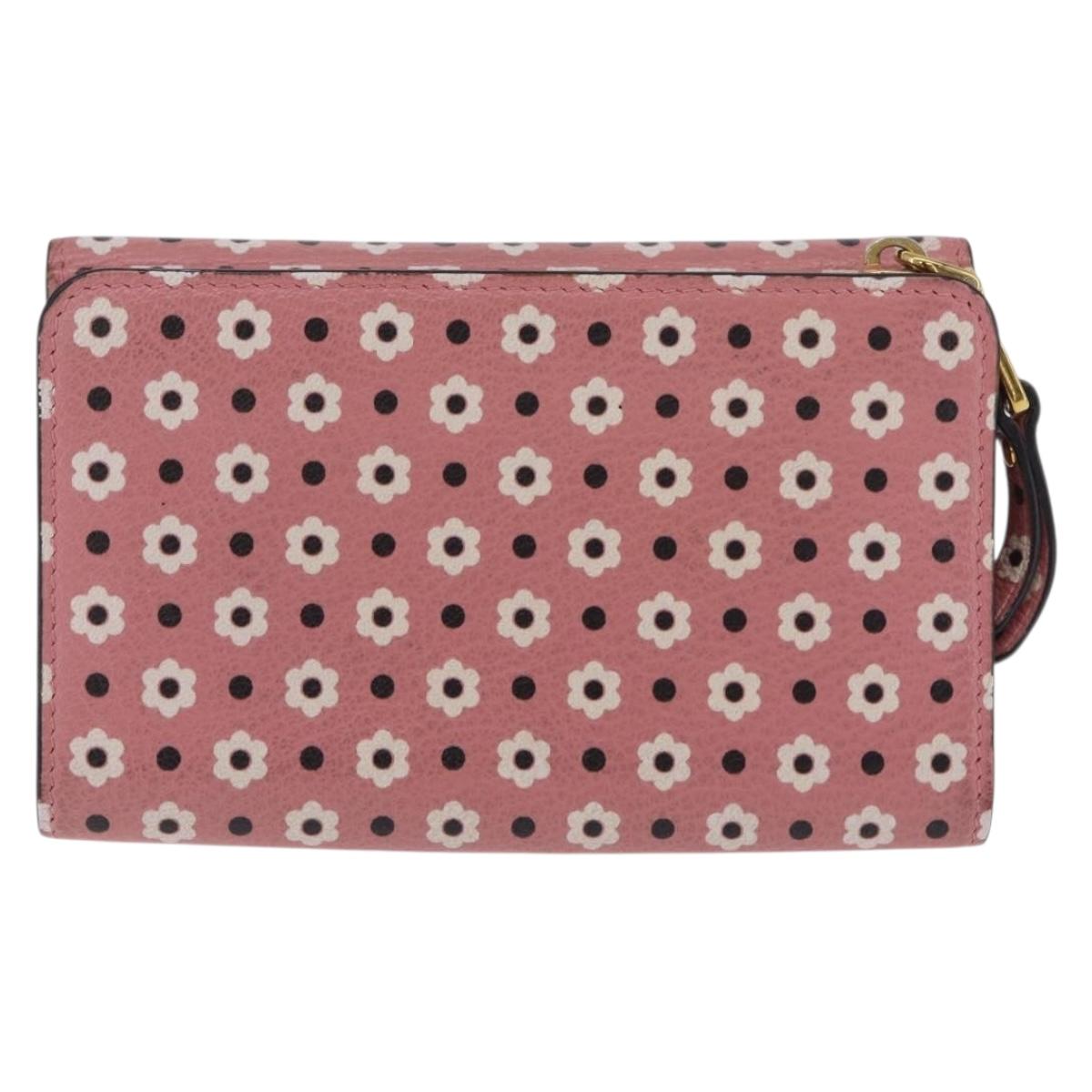Miu Miu Wallet Leather Pink Gold Auth yk21144M