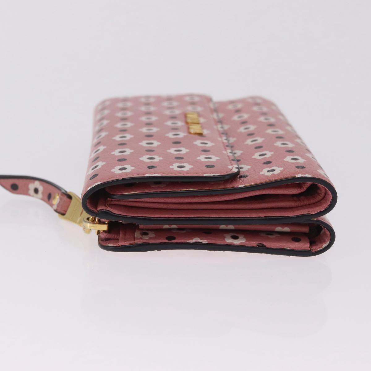 Miu Miu Wallet Leather Pink Gold Auth yk21144M