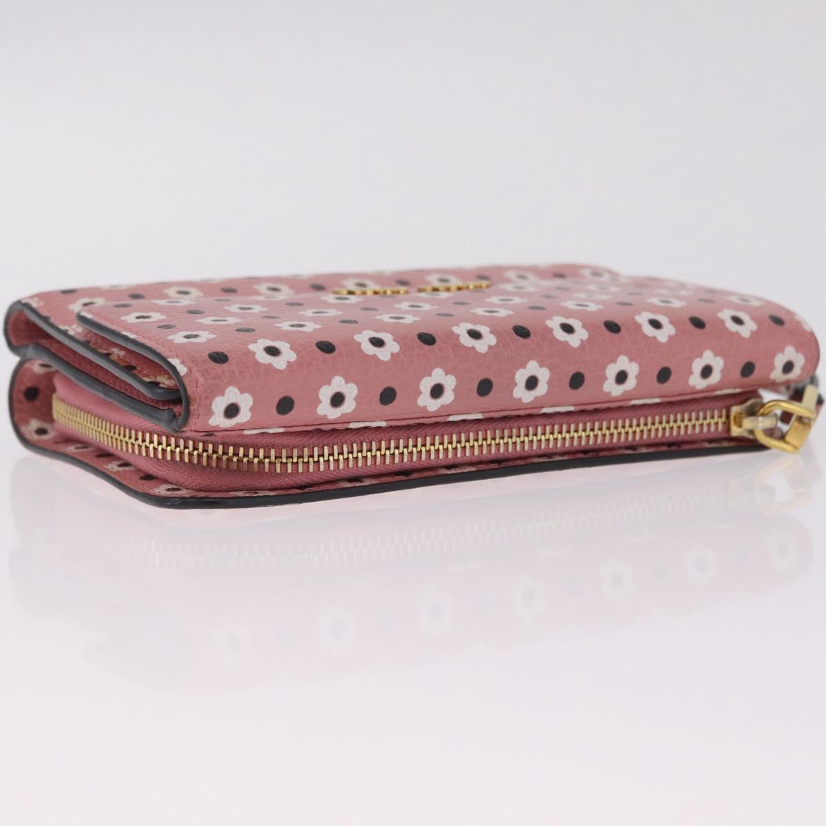 Miu Miu Wallet Leather Pink Gold Auth yk21144M