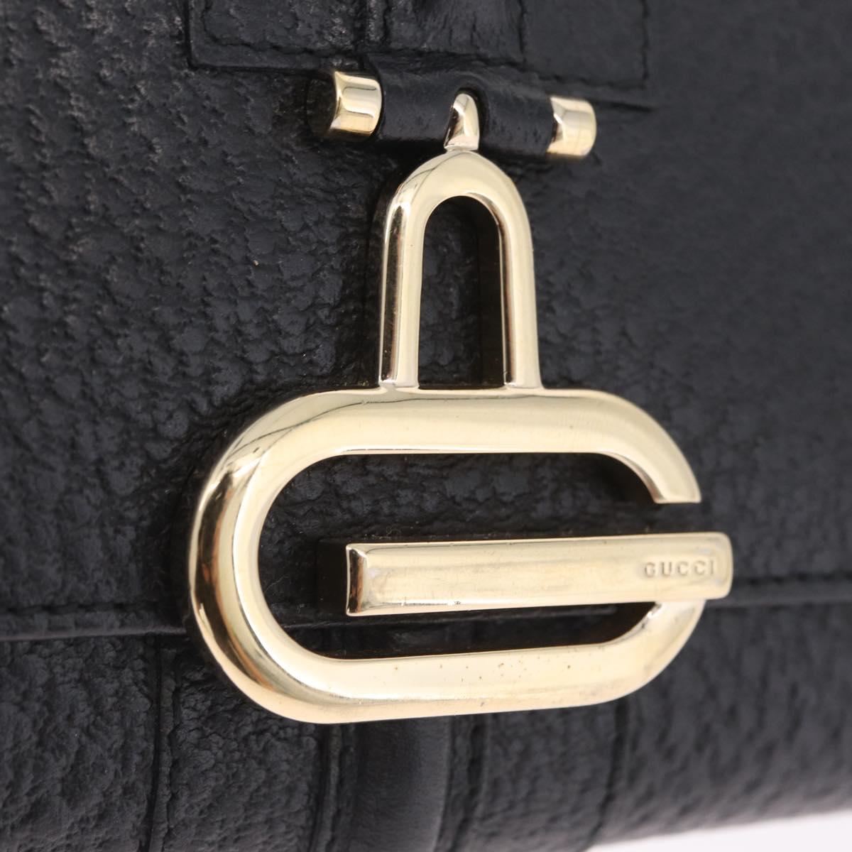 GUCCI Long Wallet Leather Black Gold 131847 Auth yk21145V